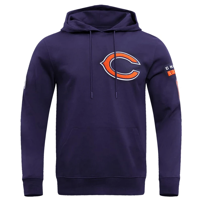 Pro Standard Mens NFL Chicago Bears Classic Chenille Pull Over Hoodie Midnight Navy M