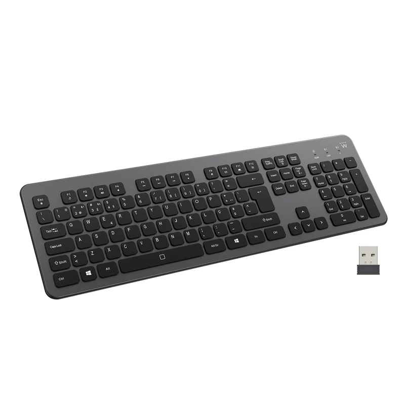 Ewent EW3297 Wireless Keyboard with Backlight EW3297 - Bluetooth + Wireless 2.4GHz Layout IT/PT Silent Rechargeable Battery Full Size