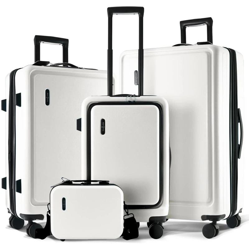TRAVELARIM Non-Expandable, White, Medium 24-Inch Checked, 24 Inch Luggage