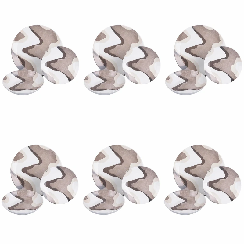18-Piece Porcelain 6-Seater Dinner Set, Sand - Image 1
