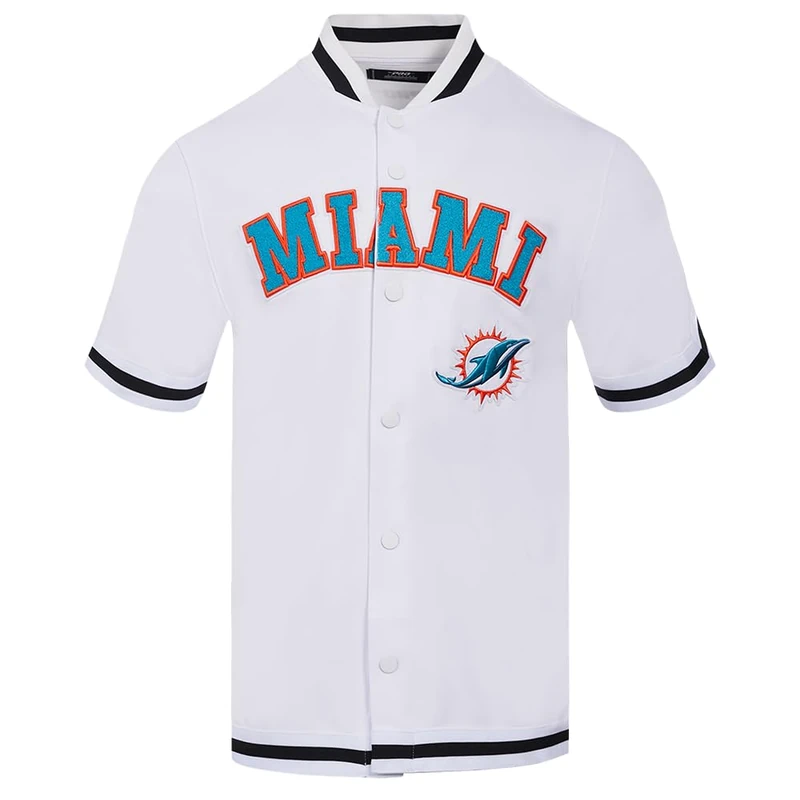 Pro Standard Mens NFL Miami Dolphins Classic Chenille Button Down White/Black 2XL