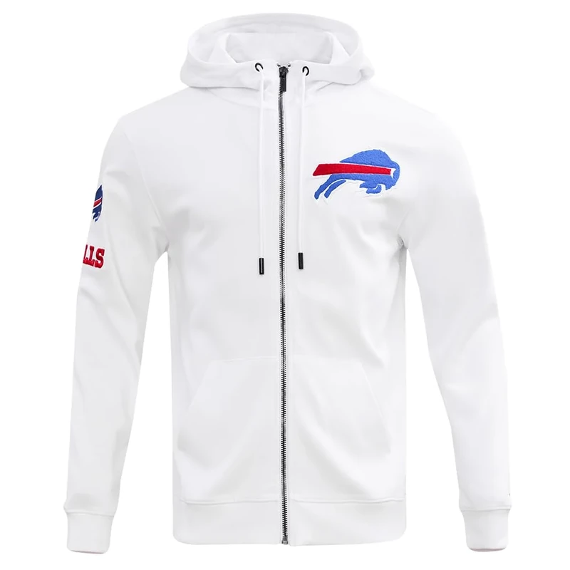 Pro Standard Mens NFL Buffalo Bills Classic Chenille Full Zip Hoodie White 3Xl