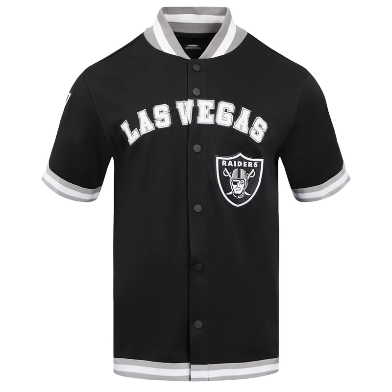 Pro Standard Mens NFL Las Vegas Raiders Classic Chenille Button Down Black/Gray L