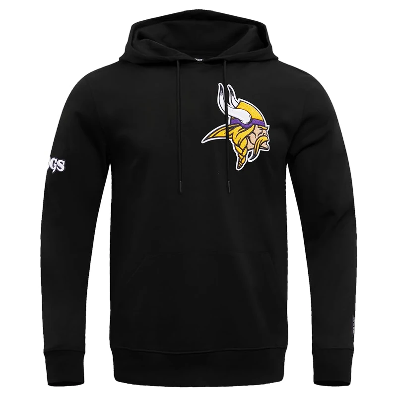 Pro Standard Mens NFL Minnesota Vikings Classic Chenille Pull Over Hoodie Black Xl
