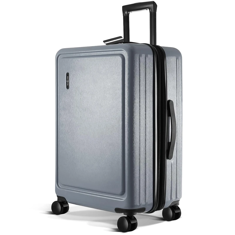 TRAVELARIM Non-Expandable, Grey, Medium 24-Inch Checked, 24 Inch Luggage