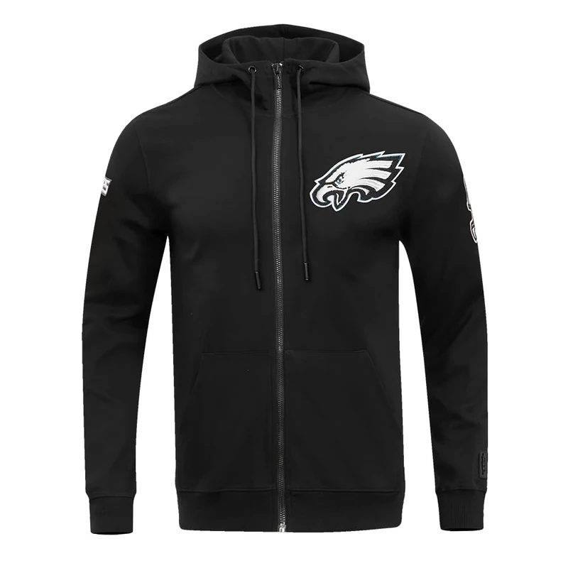 Pro Standard Mens NFL Philadelphia Eagles Classic Chenille Full Zip Hoodie Black 2Xl