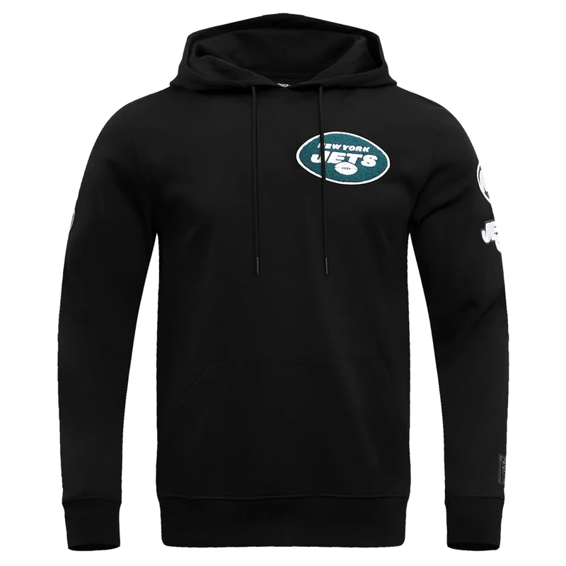 Pro Standard Mens NFL New York Jets Classic Chenille Pull Over Hoodie Black 2Xl