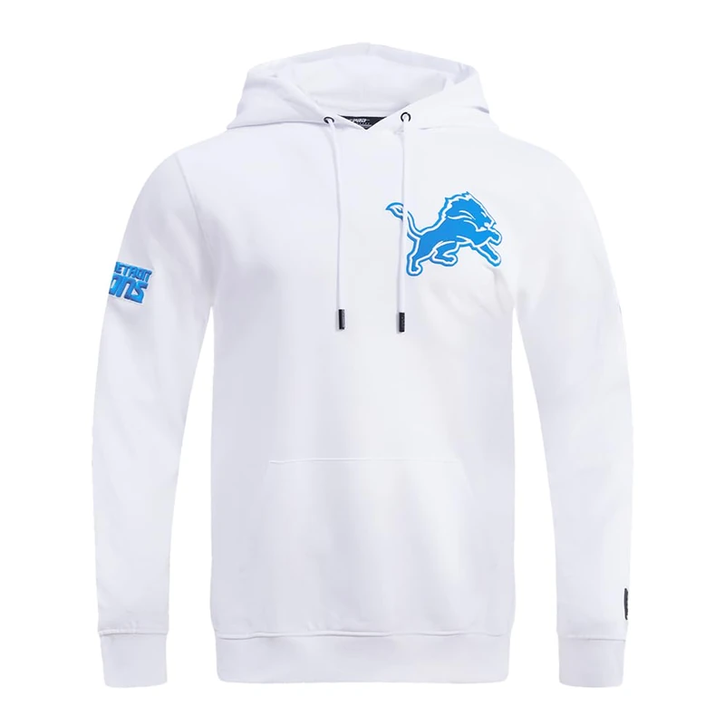Pro Standard Mens NFL Detroit Lions Classic Chenille Pull Over Hoodie White M