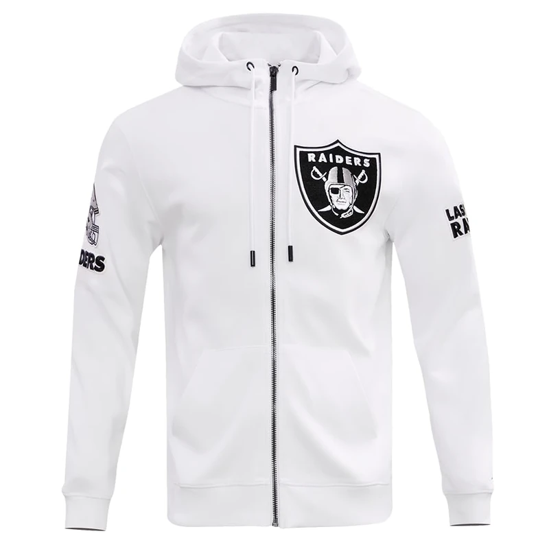 Pro Standard Mens NFL Las Vegas Raiders Classic Chenille Full Zip Hoodie White L