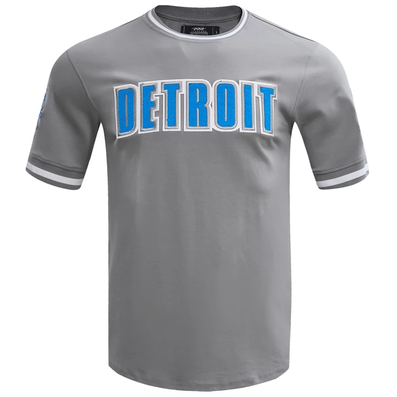 Pro Standard Mens NFL Detroit Lions Classic Chenille Short Sleeve Tee Gray 2XL