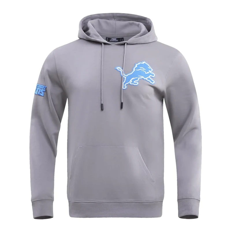 Pro Standard Mens NFL Detroit Lions Classic Chenille Pull Over Hoodie Gray 2Xl