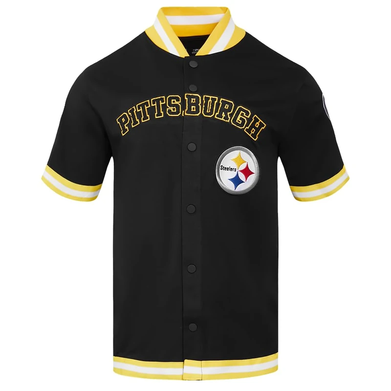 Pro Standard Mens NFL Pittsburgh Steelers Classic Chenille Button Down Black/Yellow S
