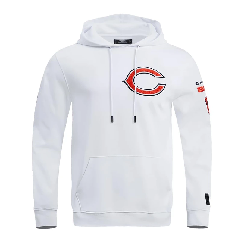 Pro Standard Mens NFL Chicago Bears Classic Chenille Pull Over Hoodie White M