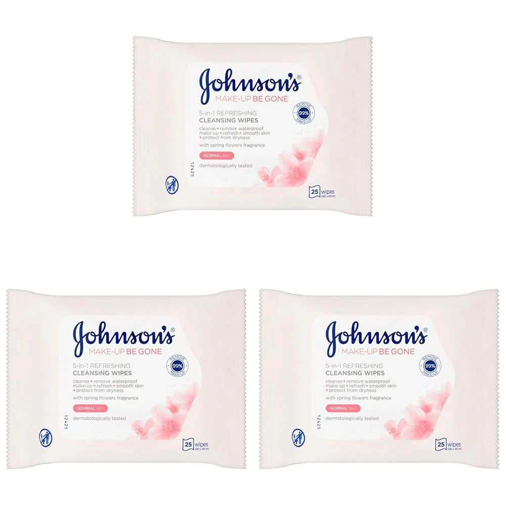 Johnson's Face Care Make Up Be Gone Refreshing Wipes - Pack of 75
