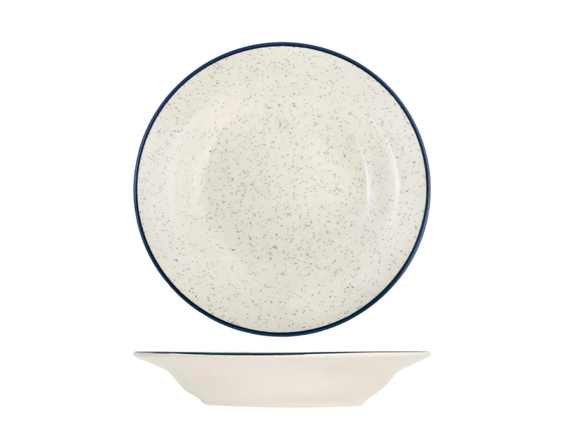 H&H Set of 12 Milos Soup Plates – Porcelain Plates Diameter 22 cm – Elegant and Durable – Suitable for Soup, First Courses – Dishwasher Safe