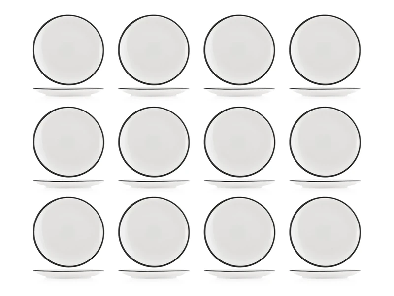 H&H Set of 12 Bread Plates - Saucers Ø17 cm - Elegant Porcelain for Appetizers, Desserts, Finger Food - Dishwasher Safe