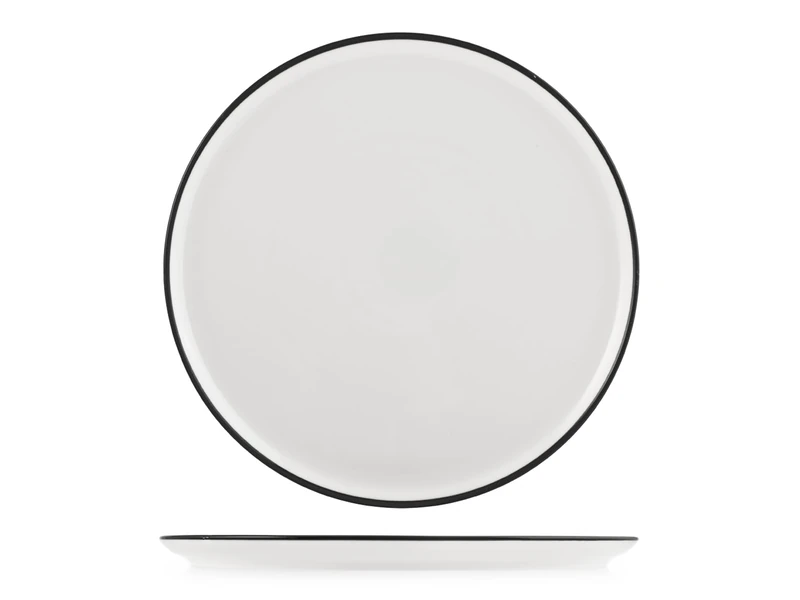 H&H Set of 6 Round Plates - Diameter 32 cm - Elegant and Durable Porcelain Plates - Ideal for Single Courses and Second Courses - Dishwasher and Microwave Safe - Image 1