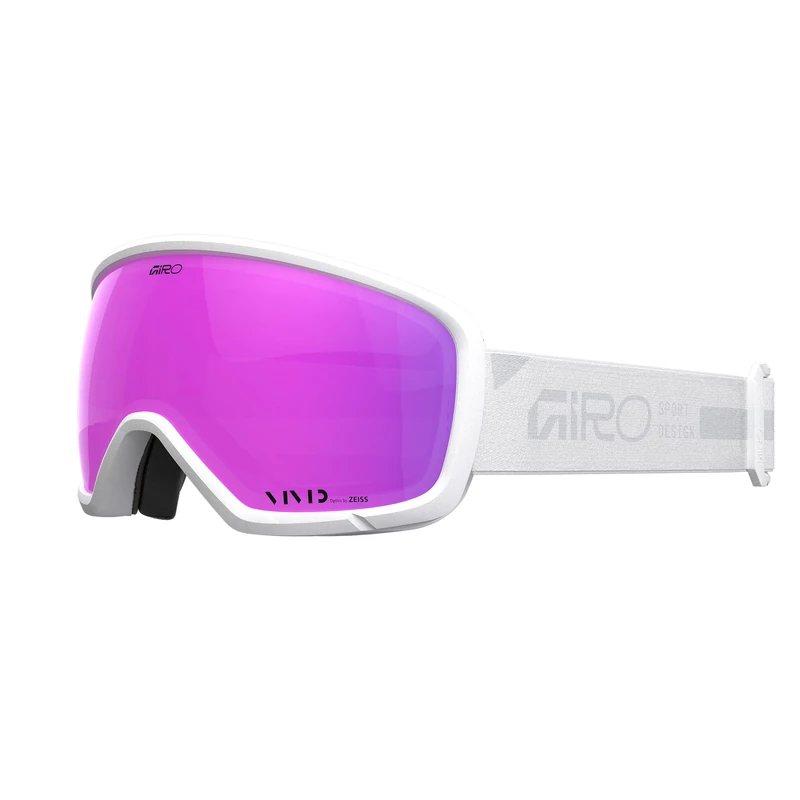 Giro Millie Ski and Snowboard Goggles One Size | Vivid Zeiss Vision EXV Anti-Fog OTG Compatible Helmet Compatible | Colour: White Rails - Lens: Pink