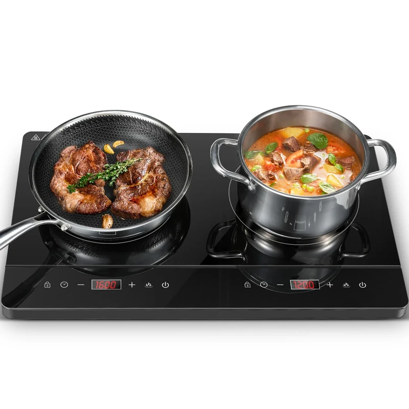 KICHPOWER Double Induction Hob - 2800W Cooker with Touch Control