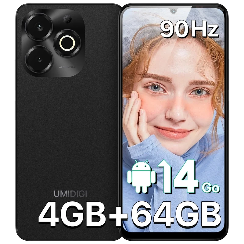 UMIDIGI G9X Mobile Phones, 6.75" HD+90Hz Phone Unlocked, Android 14, Octa-Core 8GB+64GB/2TB TF,5000mAh,13MP AI Camera,Dual Sim 4G Phone, Smartphone Android,FM Radio,Face ID,Fingerprint,GPS,OTG, Black