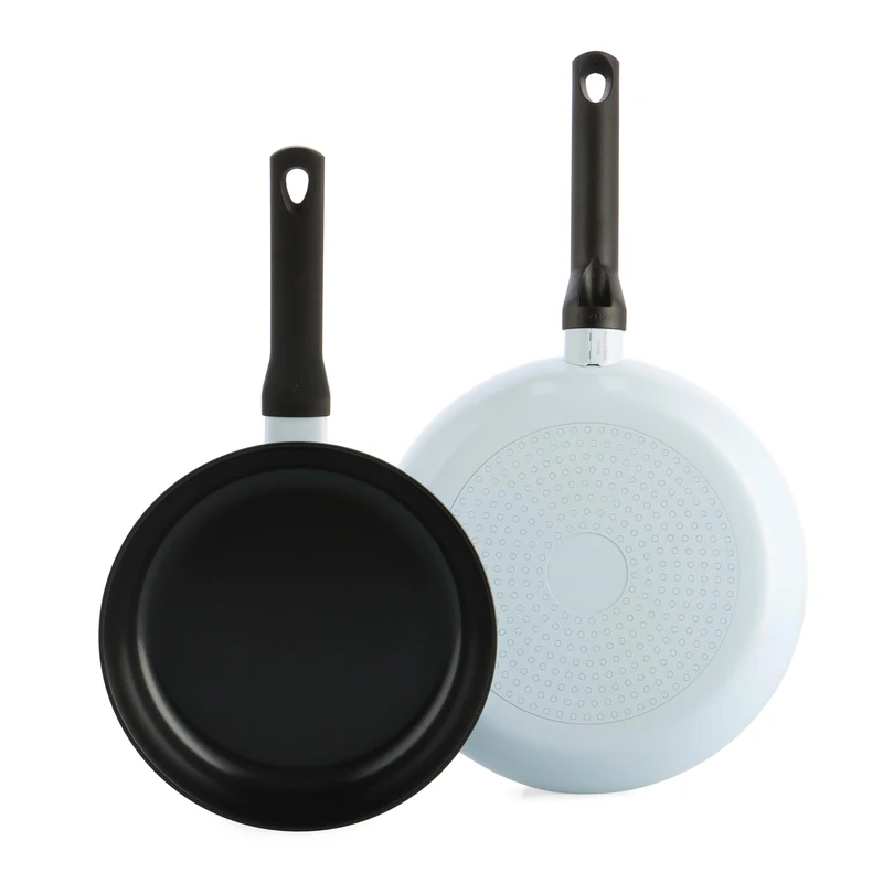 BK Enjoy Ceramic Non-Stick Pan Set, 2 Pieces, Diameter 24/28 cm, PFAS-Free, Induction Pan, Oven Safe up to 160°C, Dishwasher Safe, Quick Heating, Cool Touch Handles, Blue - Image 1