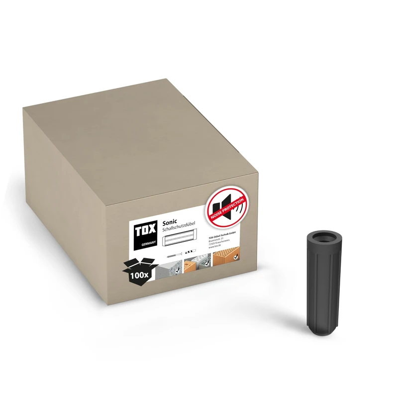 TOX Sonic 10/30 Sound Insulation Dowels for Sound Insulation with Rubber Coating for Substructures and Sound-Resistant Constructions, Pack of 100 in Box 018100101 - Image 1