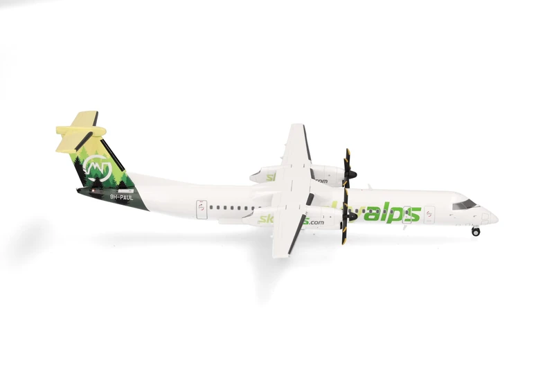 Herpa model aircraft Sky Alps Bombardier Q400, miniature in scale 1:200, collector’s item, model without stand, metal