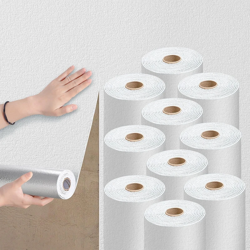 Anttyscar White Thicken Self Adhesive Wallpaper 3D Thermal Insulating Peel and Stick Wallpaper Thermal Insulating Wall Panels Stick On Wall Covering Kitchen Removable Furniture Sticker 10Roll