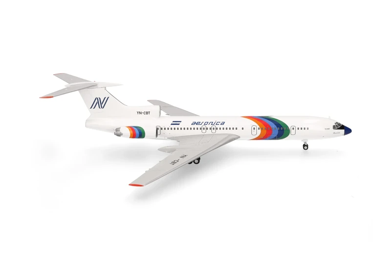 Herpa model aircraft Aeronica Tupolev TU-154, miniature in scale 1:200, collector’s item, model without stand, metal