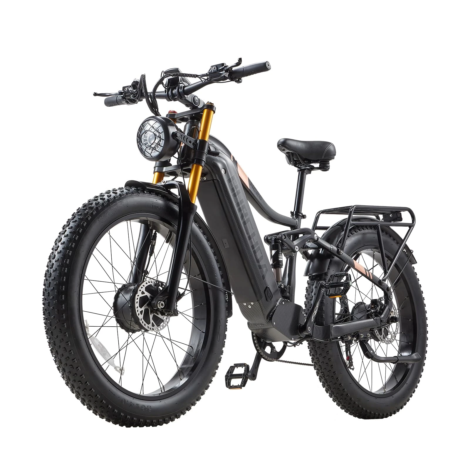 BURCHDA HC26 Dual Motor 190 N.m Electric Bike for Men Women E-Bike 48V 30Ah (1440 Wh) Battery up to 160 km, 26 x 4 Inch Ebike 7-Speed Gear with LCD Display Full Suspension Electric Bicycle