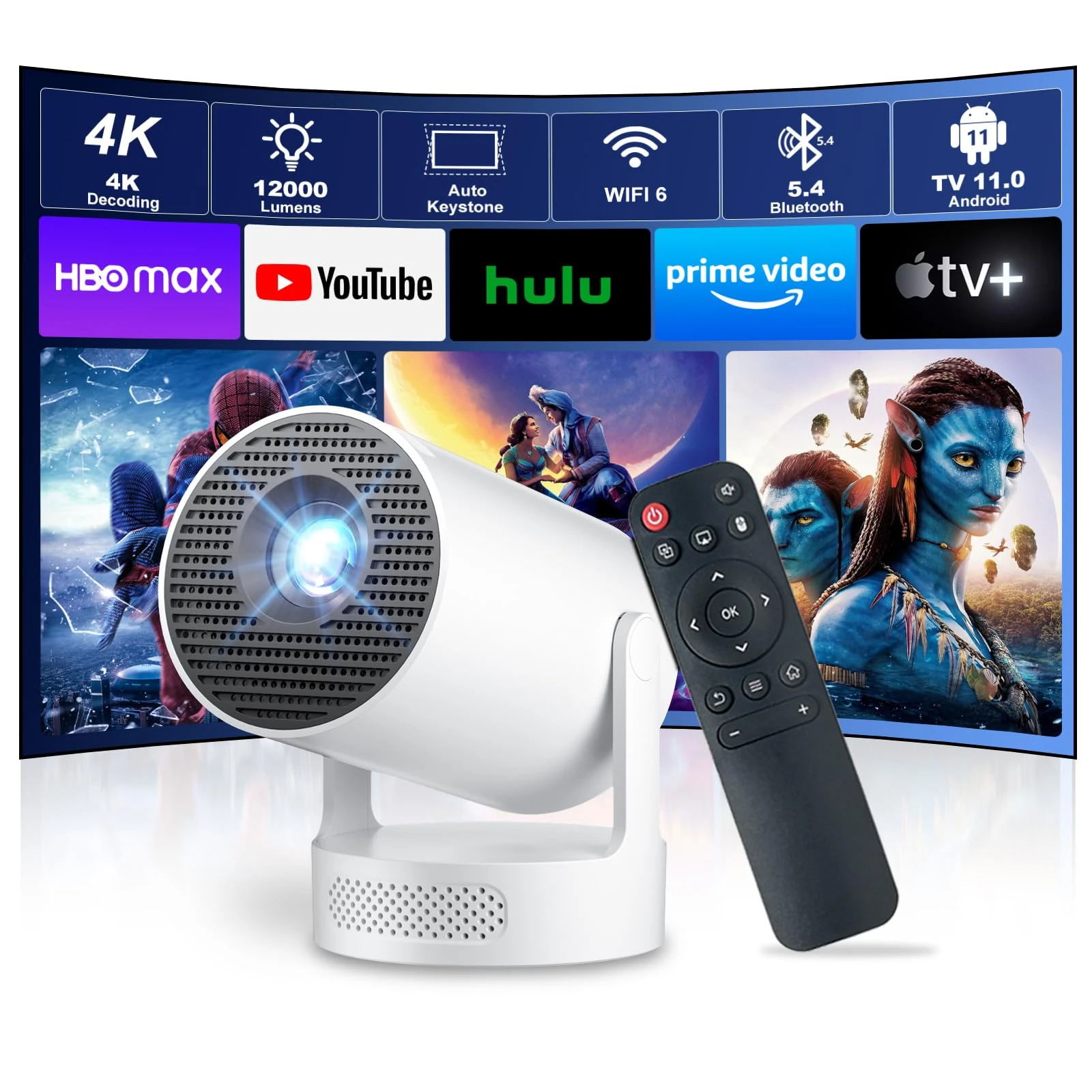 [Built-in Apps & 2025 Upgraded] Salange HY300 Ultra Mini Projector w Wifi6 Bluetooth5.4,300ANSI Lumen Smart Projector Android Support 4K 1080P,Auto Keystone,Outdoor Portable Projectors for Home Cinema