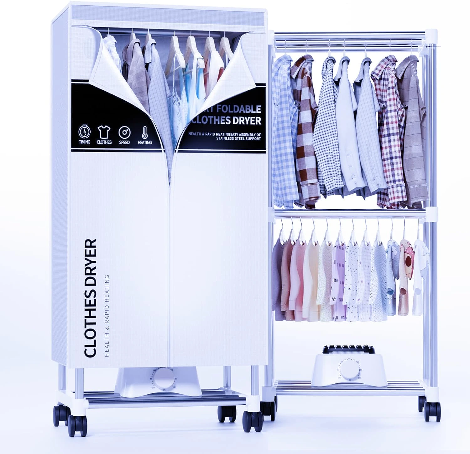 Kiseely Clothes Dryer, Portable Drying Machine with Timer, 60inch Laundry Drying Wardrobe with Large Capacity, Electric Dryer/Rack for Home | Appartments (Grey KS3)