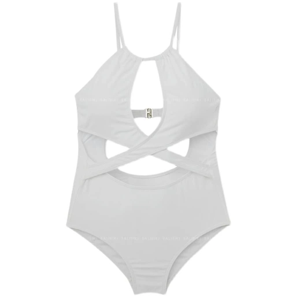 European and American INS Sexy one-Piece Bikini Holiday Style Swimsuit Women's Slim Slimming Belly Cover hot Spring swi White