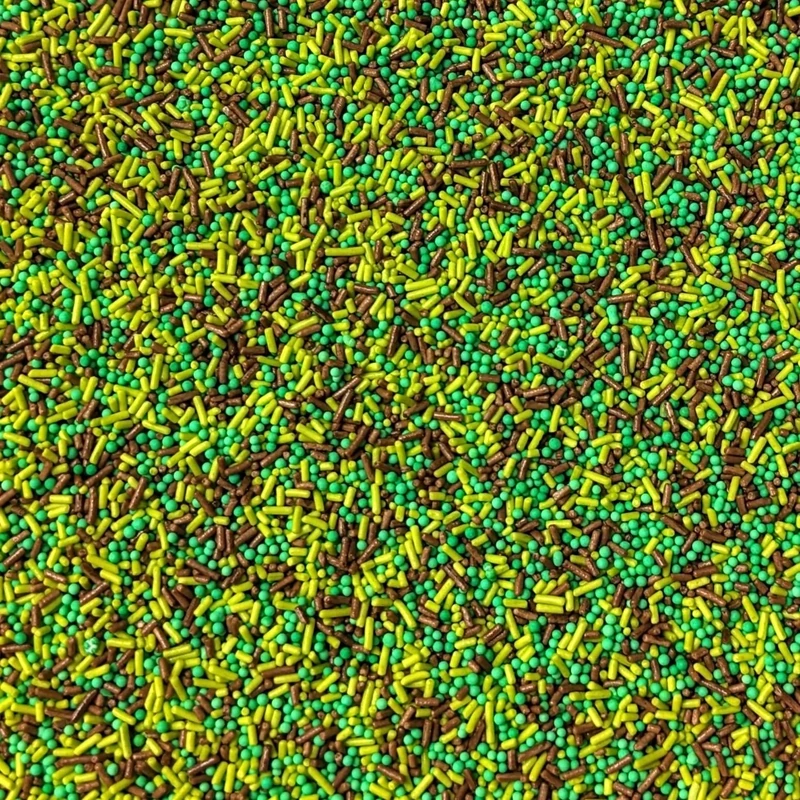 Green & Brown Mixed Cake Sprinkles - 35g of Edible Cake Toppers or Cupcake Decorations - Jungle Farm Dinosaur Minecraft Theme
