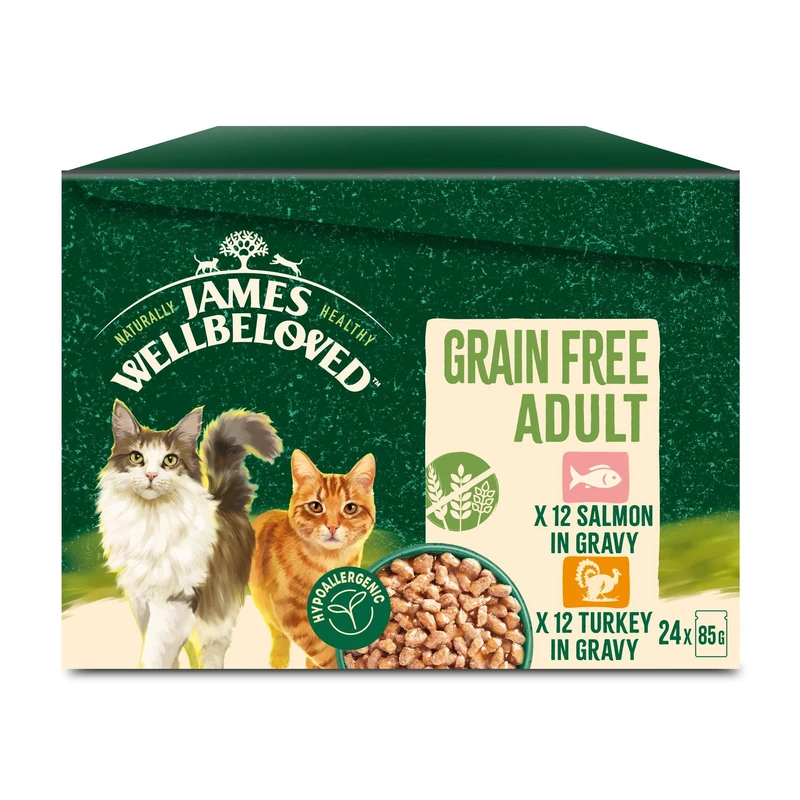 James Wellbeloved Grain Free Adult Turkey & Salmon In Gravy Pouch 24 x 85 g