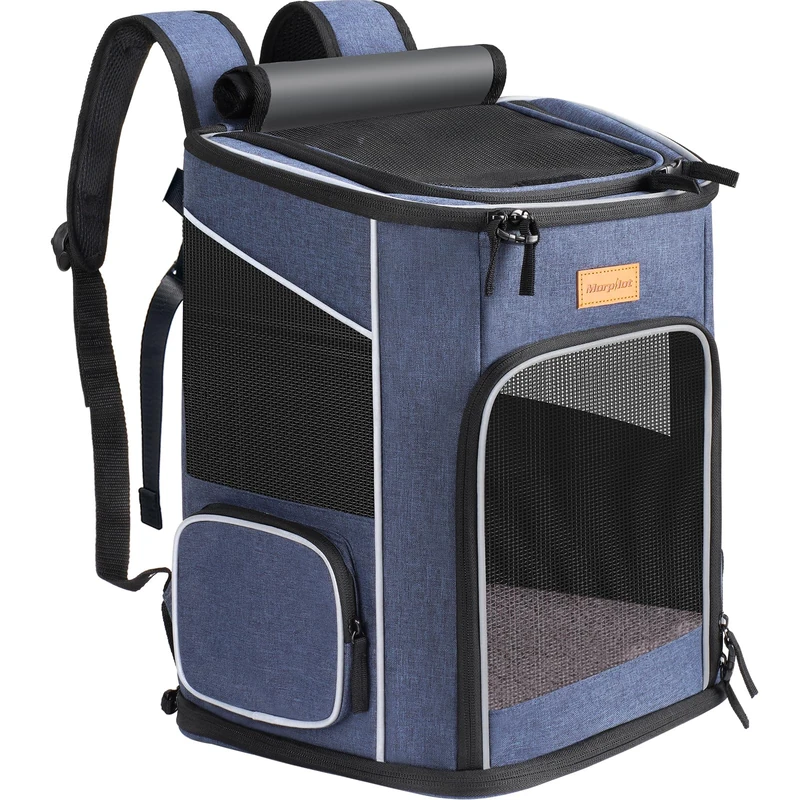 Morpilot Cat Backpack, Dog Backpack for Cats, Dogs, Foldable Pet Backpack with Transparent Mesh Window, Breathable and Lightweight Dog Bag