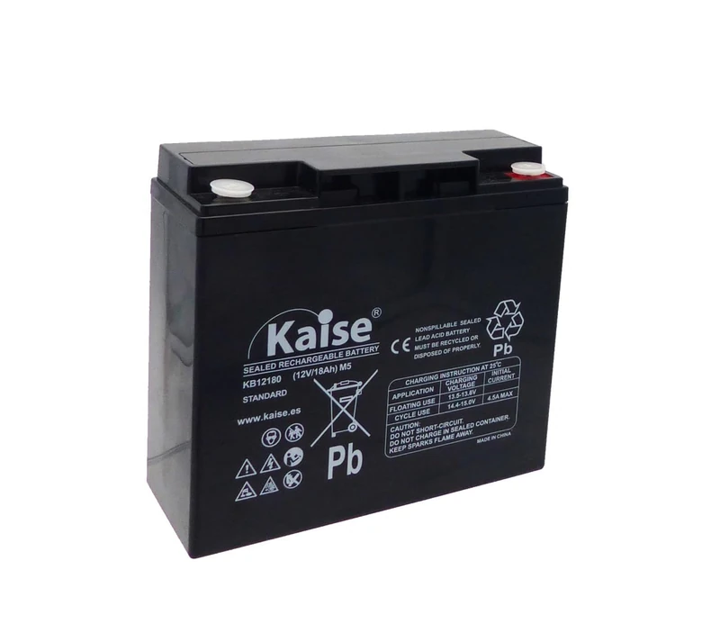Kaise AGM Battery 12V 18Ah - Sealed VRLA Lead Acid - Maintenance Free - Low Self-Discharge - Deep Cycles - for UPS Solar, Telecommunications and Security - ISO 9001/14001 (Pack of 2)