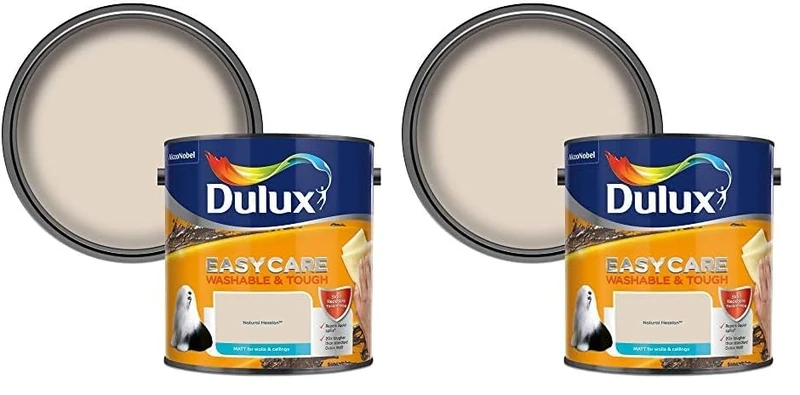 Dulux 403201 Easycare Washable & Tough Matt Emulsion Paint For Walls And Ceilings - Natural Hessian 2.5L (Pack of 2)