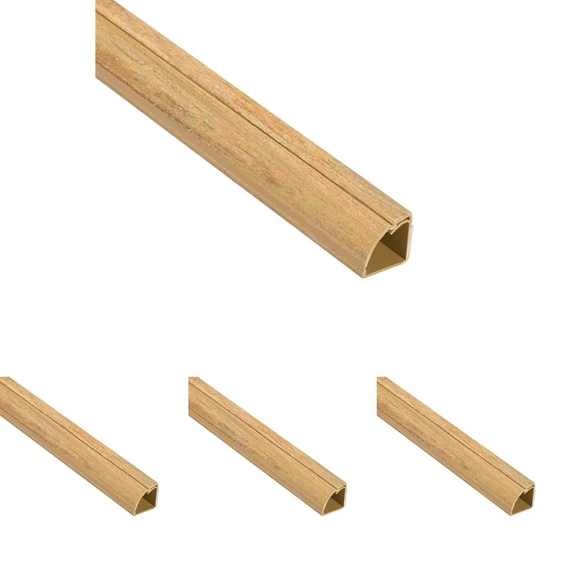 D-Line Quadrant Cable Trunking | Popular Floor Trim Alternative | 1 Meter Length - Stainable Oak (Pack of 4)