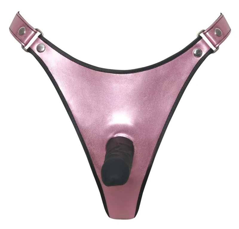 Bad Kitty Dildo Thong Metallic Rose L/XL