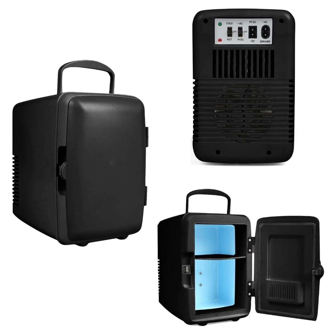 4L Mini Fridge & Warmer – Portable 2-in-1 Cooler and Heater with Handle & Removable Shelf – AC/DC Power for Home, Office, Car, Camping – Chills 13-18°C Below Ambient, Warms to 50-65°C