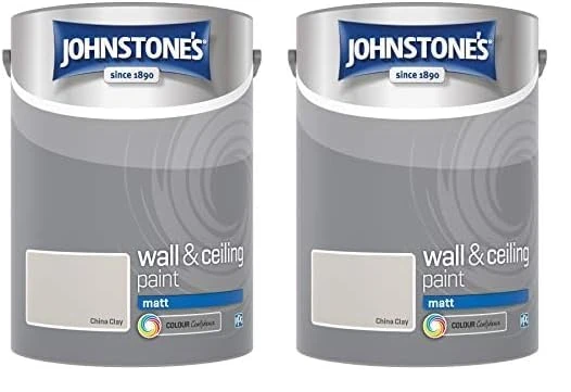 Johnstone's - Wall & Ceiling Paint - China Clay - Matt Finish - Emulsion Paint - Fantastic Coverage - Easy to Apply - Dry in 1-2 Hours - 12m2 Coverage per Litre - 5 l (Pack of 2)