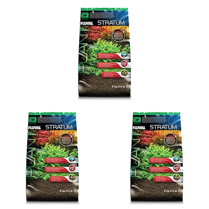 Fluval Plant and Shrimp Stratum Aquarium Planting Substrate, Brown, 8 kg (Pack of 3)