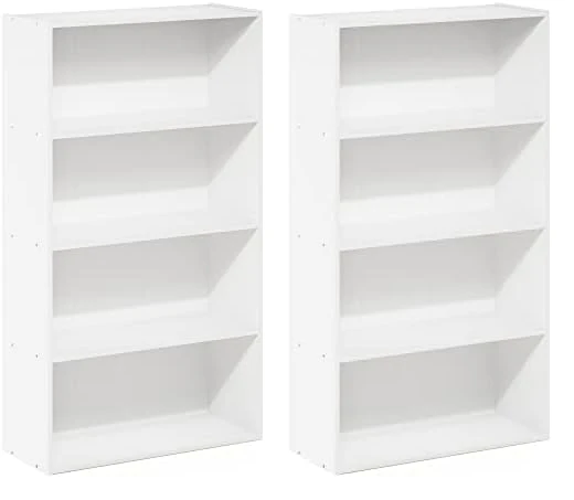 Furinno Pasir 4 Tier Open Shelf, White (Pack of 2)