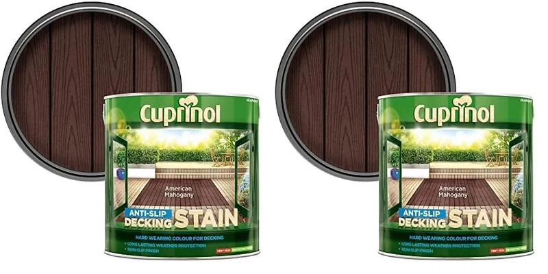 Cuprinol 2.5 litres Anti Slip Decking Stain - American Mahogany (Pack of 2)