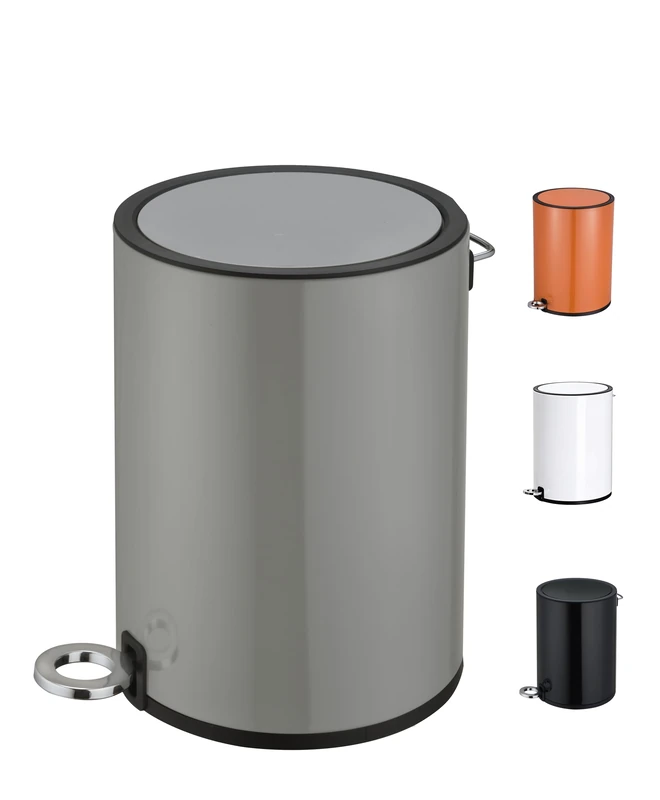 FurnitureXtra™ Modern Style Powder Coated Soft Close Pedal Bin, Plastic Inner bucket, ABS lid (Grey, 6L) (Pack of 2)