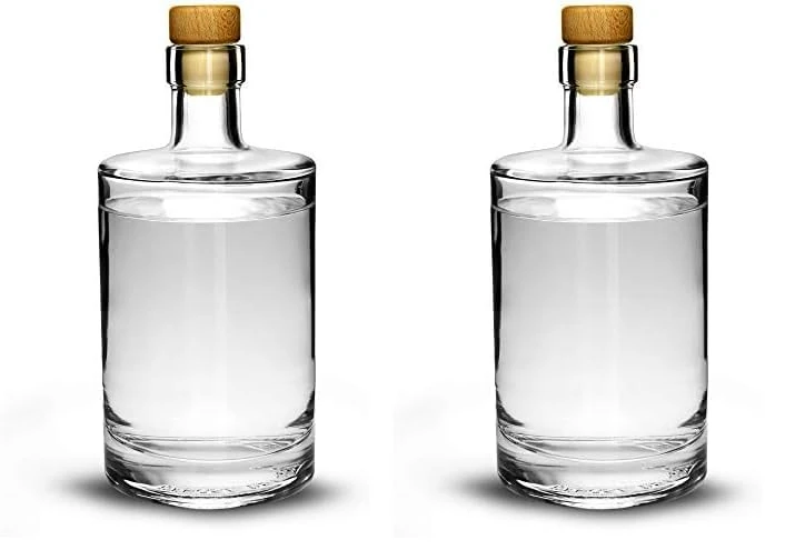 Galileo Flint Glass Bottle with Cork 17.6oz / 500ml - Set of 4 - Glass Bottle for Home Made Sloe Gin (Pack of 2)