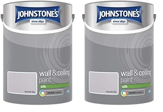 Johnstone's Wall and Ceiling Interior Paint - High Sheen Silk Finish - Suitable for Interior Walls and Ceilings - Moonlit Sky - 5 L (Pack of 2)