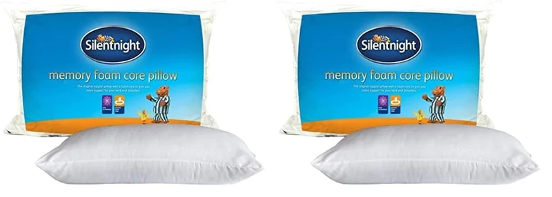 Silentnight Essential Memory Foam Core Pillow, Packaging may vary, White (Pack of 2)
