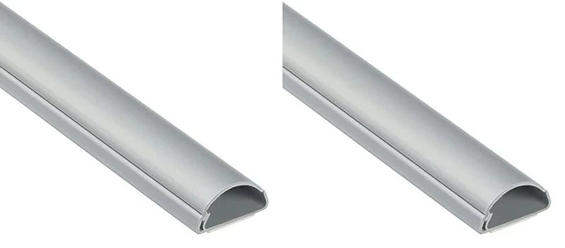 D-Line Mini Cable Trunking, Half Round Cable Cover, Paintable, Self-Adhesive Wire Cover, Hide TV Wires, Cable Management - 30mm (W) x 15mm (H) x 1-meter Length - Aluminium-Effect (Pack of 2)